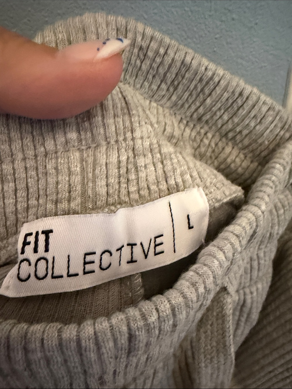 NWT Fit Collective Grey Ribbed 2-Piece Lounge Set - Size L - Picture 7 of 8